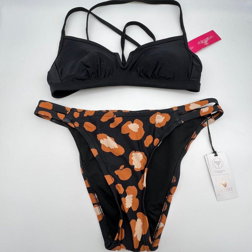 New Target Black Leopard Print Bikini - Size S